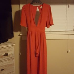 Women's Red/Burnt Orange Maxi Romper